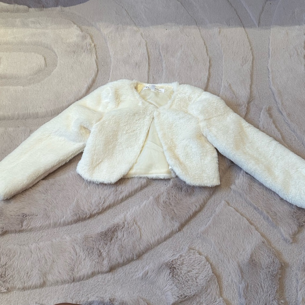 Nannette Cream Faux Fur Kids Jacket